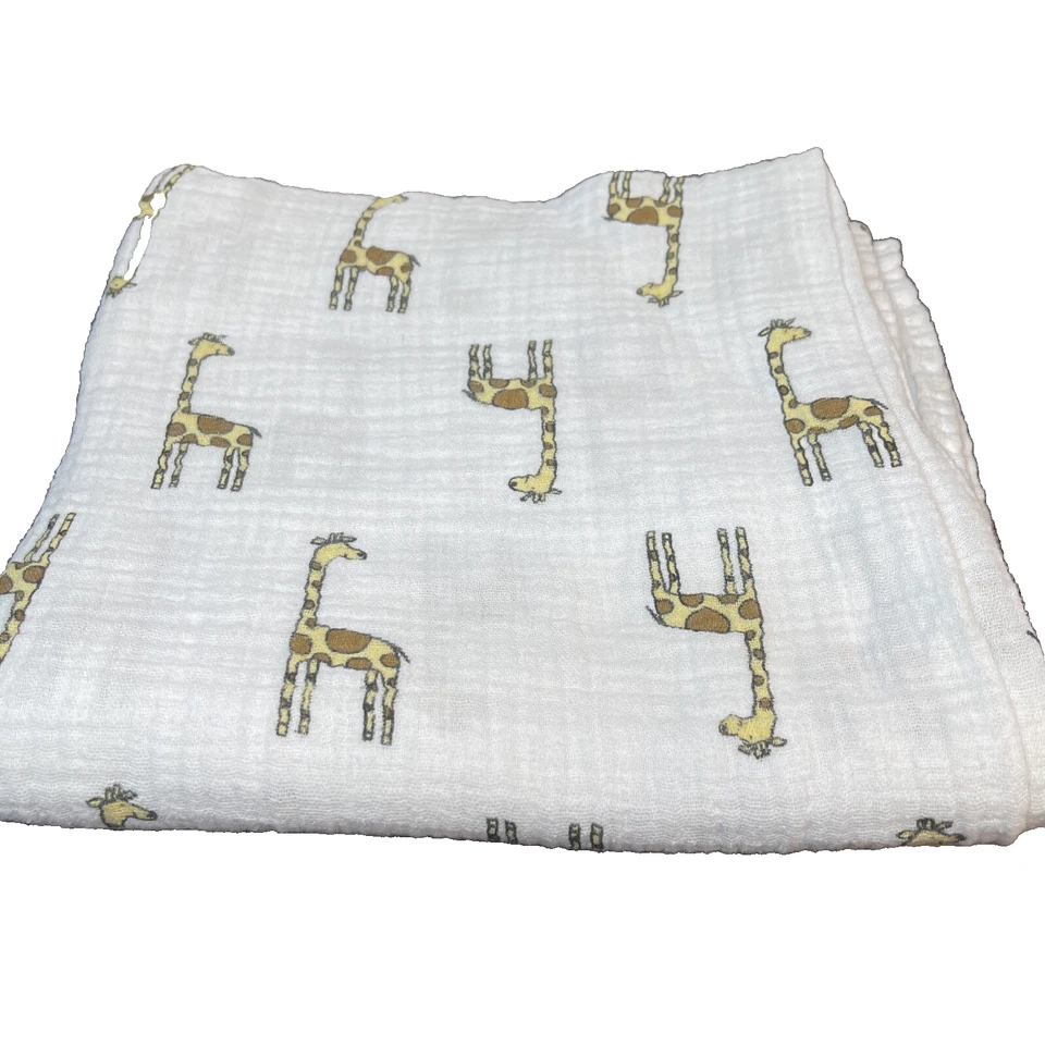 Manta bebé muselina jirafa Adén + Anais algodón blanco amarillo envoltura 45x45 Foto 2 de 4