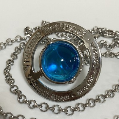 Vivienne Westwood ネックレス　ブルー Vivienne Westwood Small Orb Necklace Silver Light Blue Chain 80cm