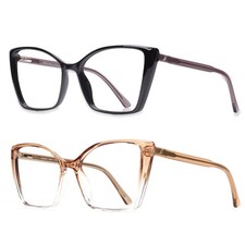 JFXQDR 2 Pack Blue Light Blocking Glasses for Women, Oversized Trendy Cat Eye Co