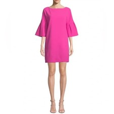 Badgley Mischka Pink Crepe Knit Sack Cocktail Party Career Bold Mini Dress 8