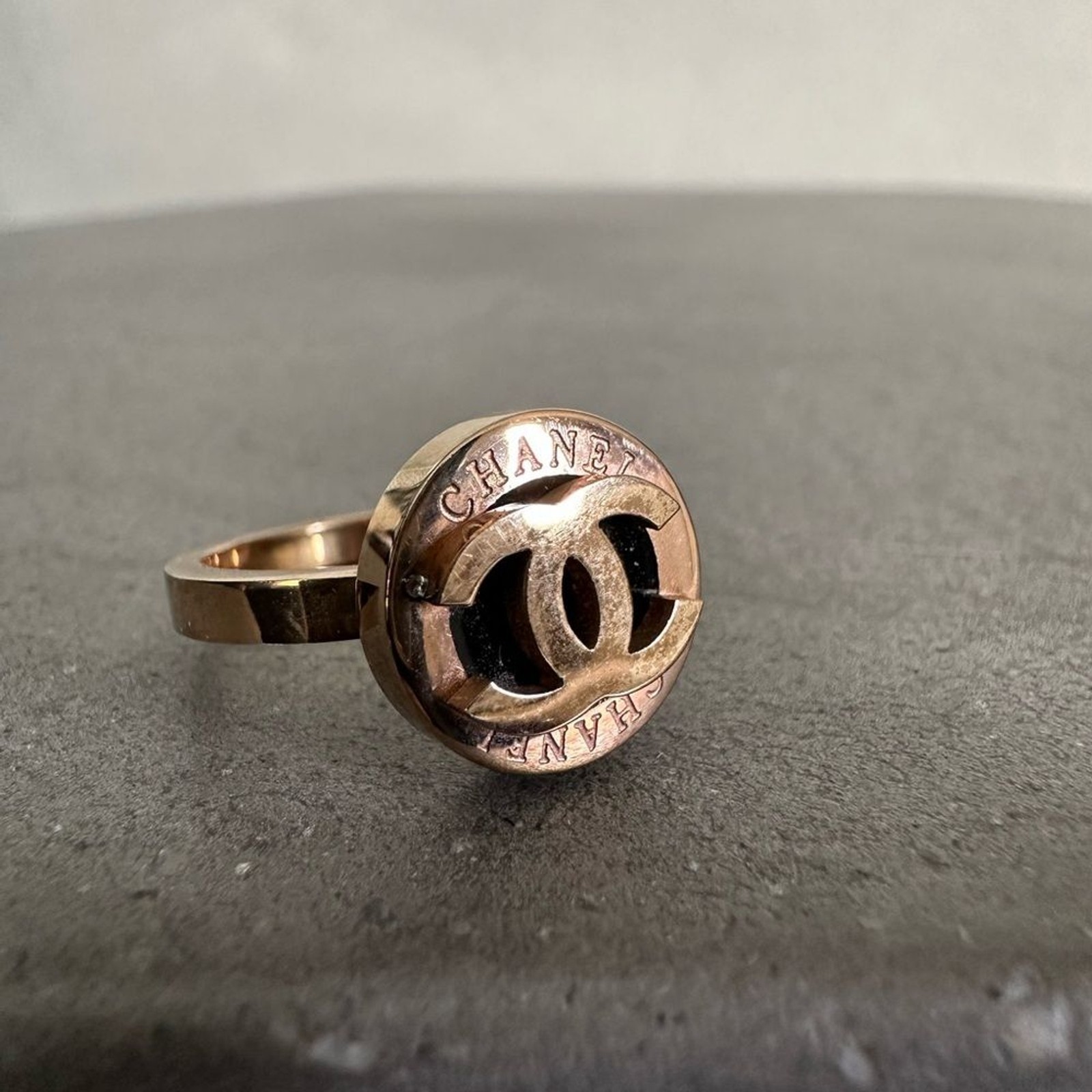 Rose Gold Colored Monogram Ring - image 1