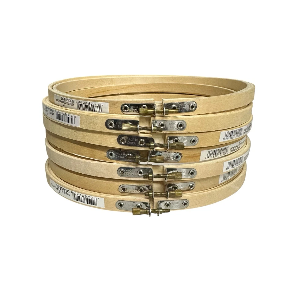 NEW Vintage Wooden Embroidery Hoops Quilting Cross Stitch Various Size LOT OF 8 - Image 3 of 4