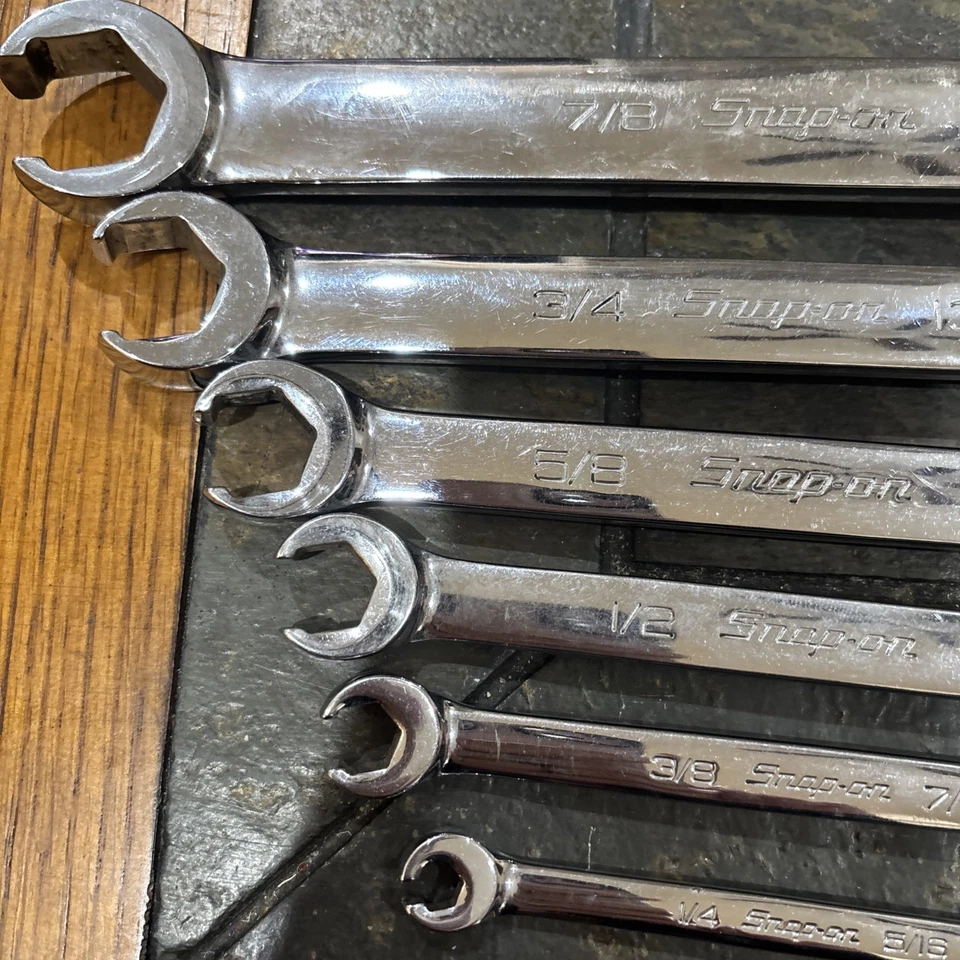 Juego de llaves de línea de tuerca acampanada Snap-on 6 piezas SAE cromadas serie RXH EE. UU. - Imagen 2 de 4