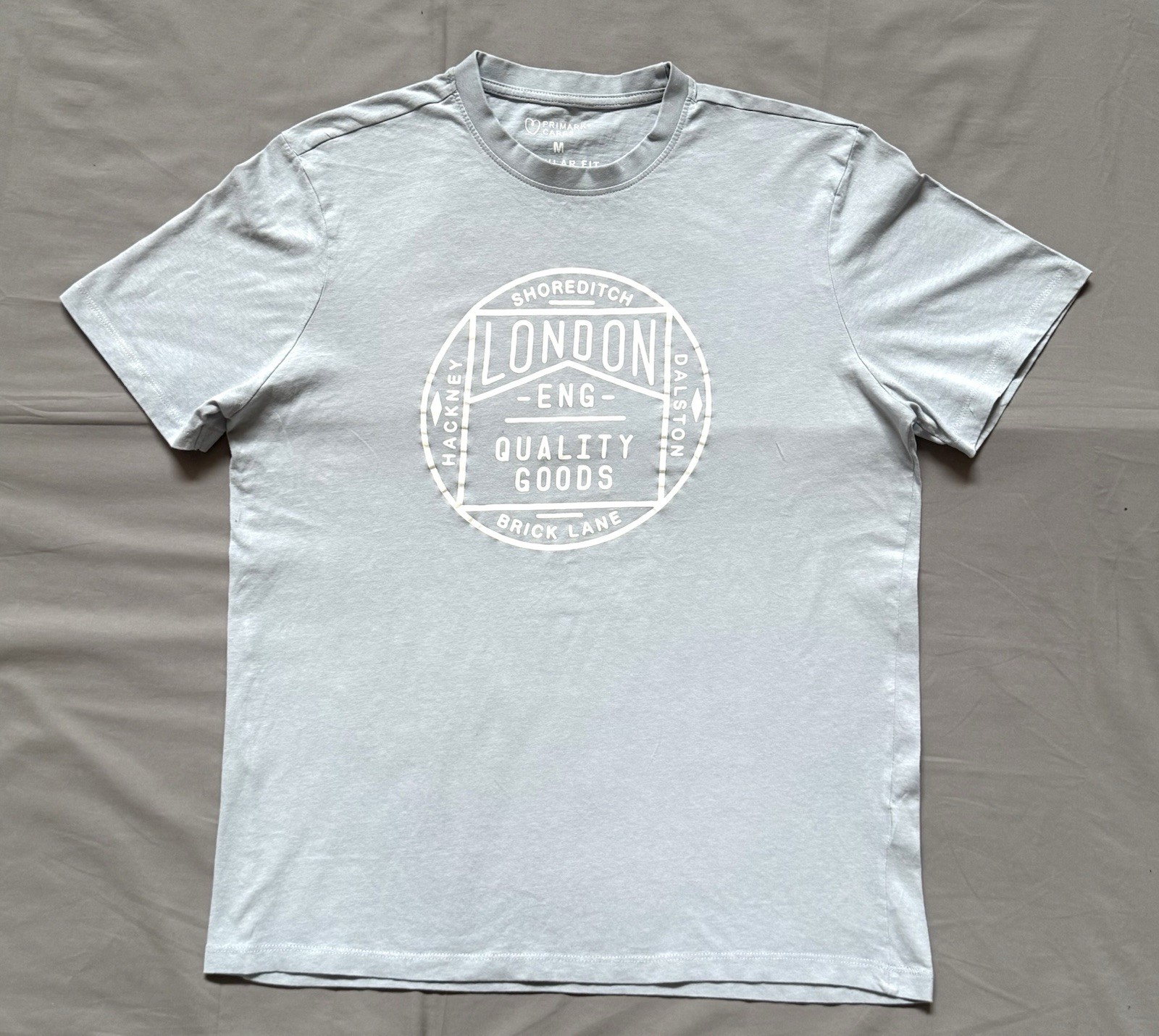 Men’s Primark London Shoreditch Light Blue Graphic T-Shirt Size Medium