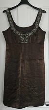 Embellished Cocktail Dress Size UK 10 US 6 Laundry by Shelli Segal Brown Beaded