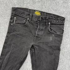 Brave Star Selvage Jeans Size 31 Black 27" Inseam Taper Fit Cotton Flaw Men's