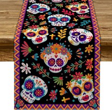 Day of The Dead Table Runner Sugar Skull Dia De Los Muertos Mexican Festival 1