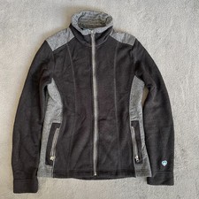 Kuhl Alfpaca Black Gray Fleece Jacket Full Zip Outdoor Hiking Women's Size S