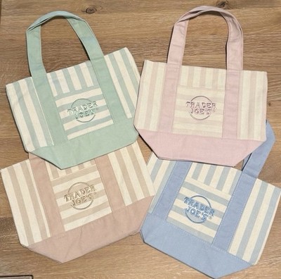 NWT Trader Joe s Summer 2026 Striped Mini Canvas Tote Bag LIMITED EDITION