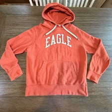 American Eagle Mens Burnt Orange EAGLE Graphic Pullover Hoodie Sweatshirt Medium