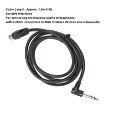 1/4 Inch To DIN 5 Pin Cable 90 Degree 6.35mm Male To MIDI 5Pin Male Stereo  