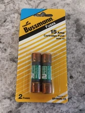 2 Pack Bussman BP/NON-15  -  15 amp One-Time Cartridge Fuse