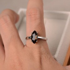 Natural Smoky Quartz Ring 925 Sterling Silver Marquise Shape Engagement Ring