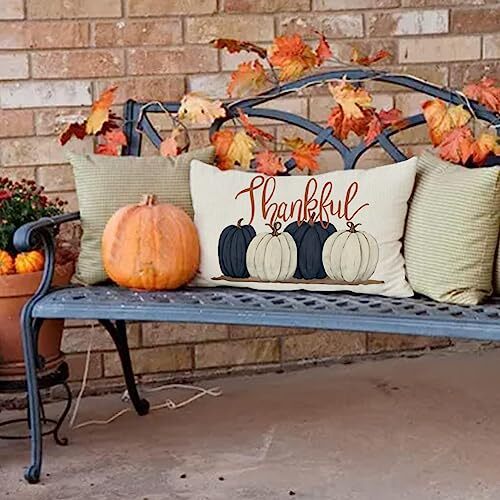 RABUSOFA Fall Lumbar Pillow Covers 12x20 Set of 2,Autumn Pumpkin 12" x
