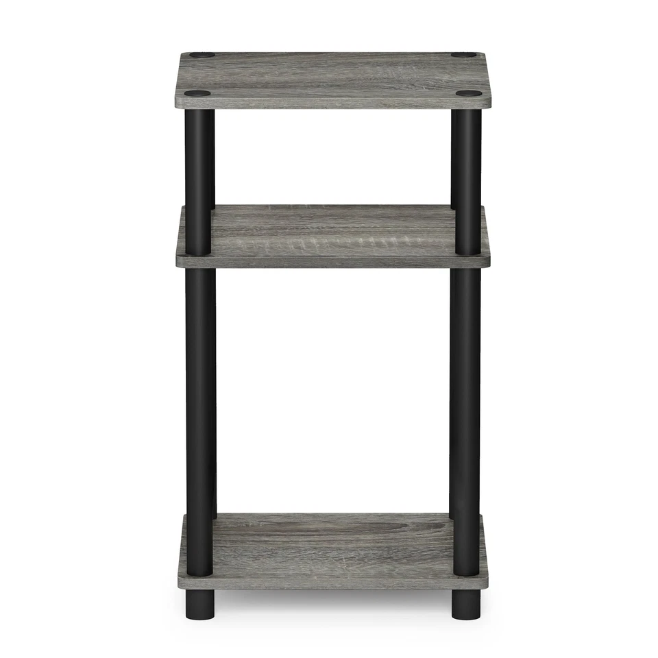 Furinno 3-Tier Turn-N-Tube End Table French Oak Grey/Black 1-Pack - Image 4 of 4