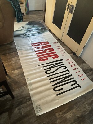 BASIC INSTINCT ROLLED VINYL MOVIE BANNER 46.5 x 118 MICHAEL DOUGLAS 1992