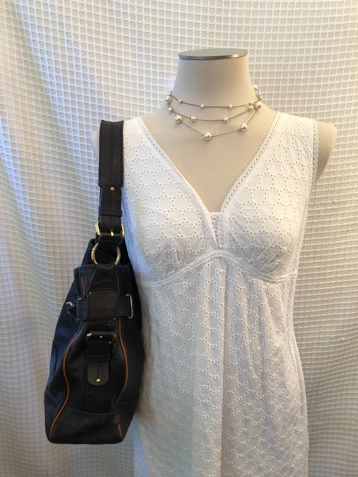 Сумка/сумка с короткими ручками Schuler & Sons Philadelphia Hobo черная кожа с коричневой рантовой отделкой - Изображение 3 из 4