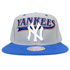 NY Yankees Mitchell  Ness MLB Snapback Hat Cap 3D Logo Gray Blue NWT