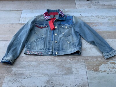 Tommy Hilfiger Jeansjacke Patch bestickt neu mit Etikett Junior, Damen Gr. 8 XS neu