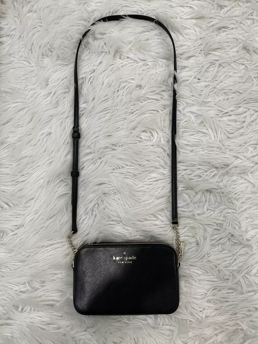 Kate Spade Black Leather Zipper Crossbody Purse Shoulder Bag Cross Body  Small