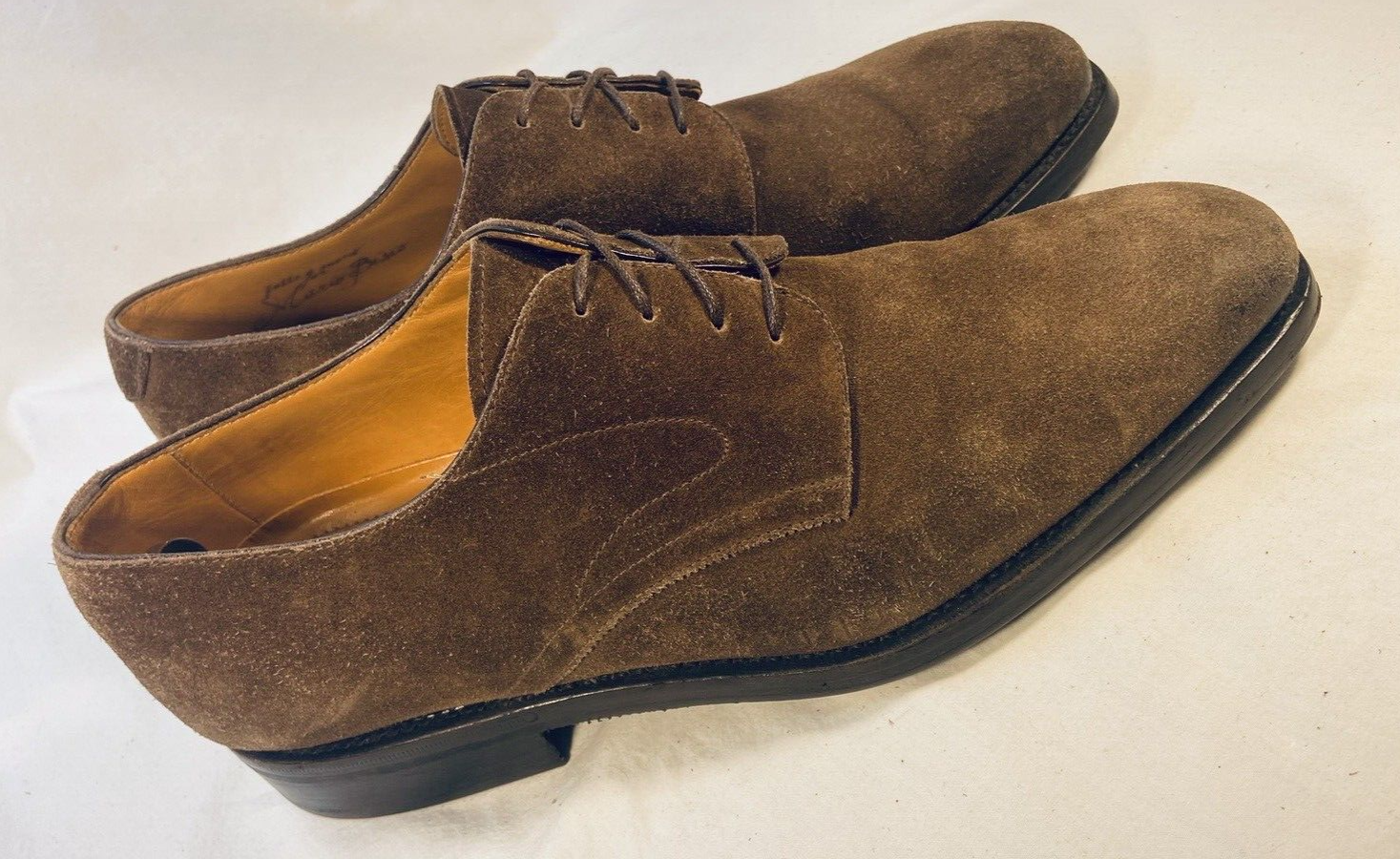 SAOLA Scarpe eleganti derby Bontoni 4 fori marroni pelle scamosciata punta piatta taglia 9 5 10 $1295+