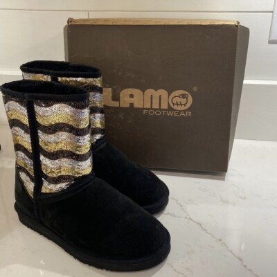 Lamo Black Suede Sequin Pull On Boots SZ 8M