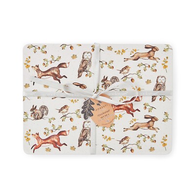 Cooksmart Forest Fable Set of four placemats owl squirrel fox hare acorn oak