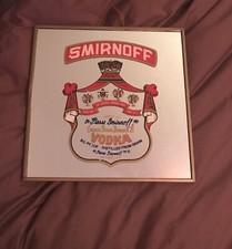 Vintage Smirnoff Vodka Mirror Hartford USA 12" x 12" in Metal Frame