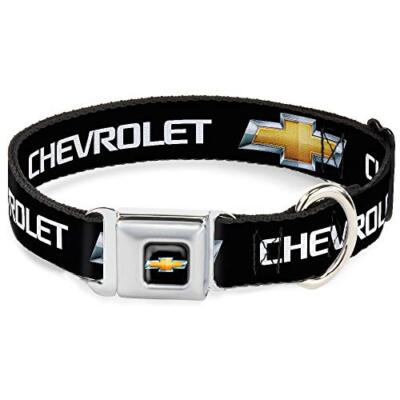 DOG COLLAR Seatbelt Buckle Chevrolet Bowtie Black Gold White BUCKLE-DOWN