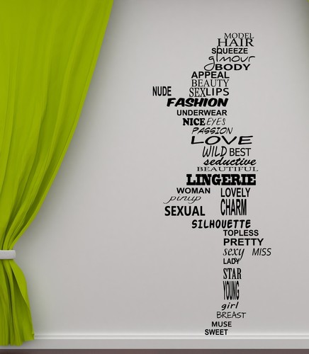 Wall Sticker Vinyl Nude Woman of Words Figure Chest Legs (n957) | eBay