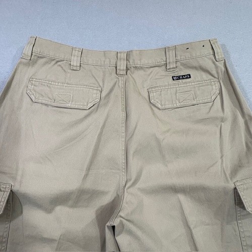 Chaps Herren Hose 36 x 34 hellbraun Chino gerades Bein hoher Bund Cargo Taschen Freizeit - Bild 15 von 17