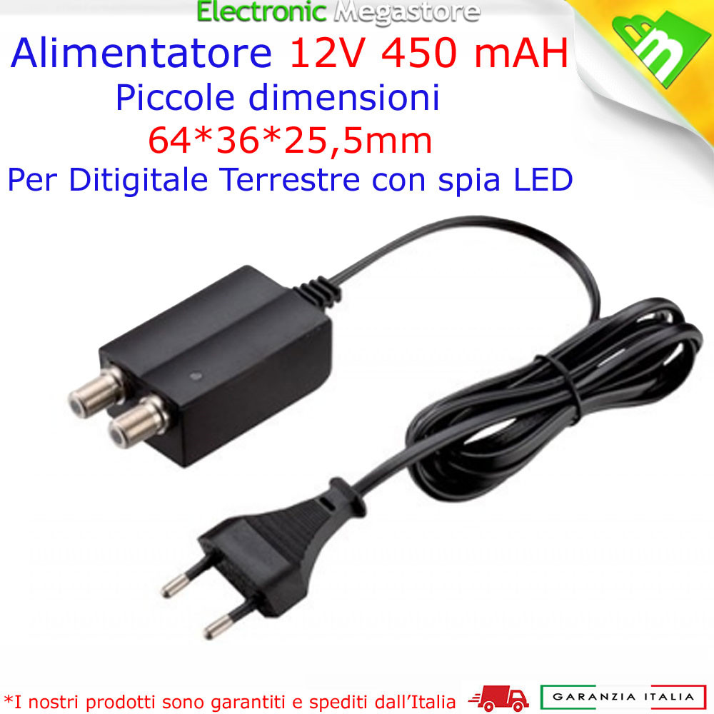 ALIMENTATORE PER ANTENNA AMPLIFICATORE TV DIGITALE TERRESTRE 1 USCITA 12V 400mA
