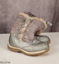 Lands' End Girls Snow Boots Big Kids size 1 Silver