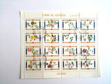 lot de 4 blocs de timbres umm al qiwain ajman state rose fleur papillon poissons