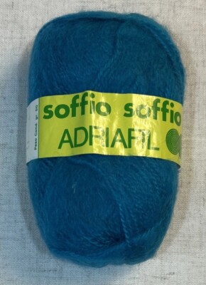 Adriafil Soffio Yarn  Aqua Turquoise  Color 53 Lot # 4  Wool/Mohair Blend  50 gr