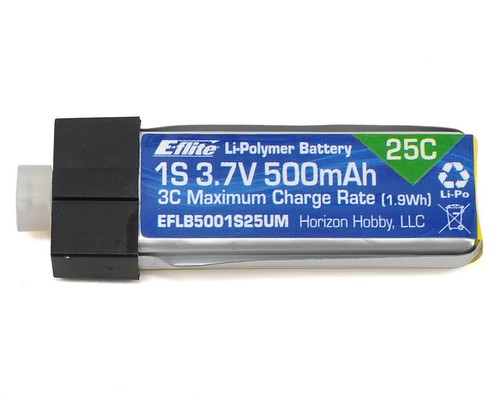 E-Flite Eflite 500mah 1S 3.7V 25C LIPO RC Battery UMX Glimpse EFLB5001S25UM - Picture 3 of 4