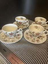 Set of 4 Johnson Brothers Staffordshire Bouquet Tea Cups,Saucers England READ