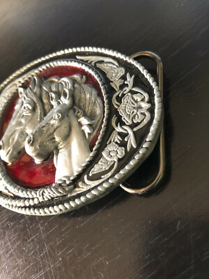 VINTAGE 1991 SISKIYOU BUCKLE CO. USA TURQUOISE ENAMEL DOUBLE HORSE BELT BUCKLE Siskiyou Buckle Co Belt Buckle - Etsy main image 2