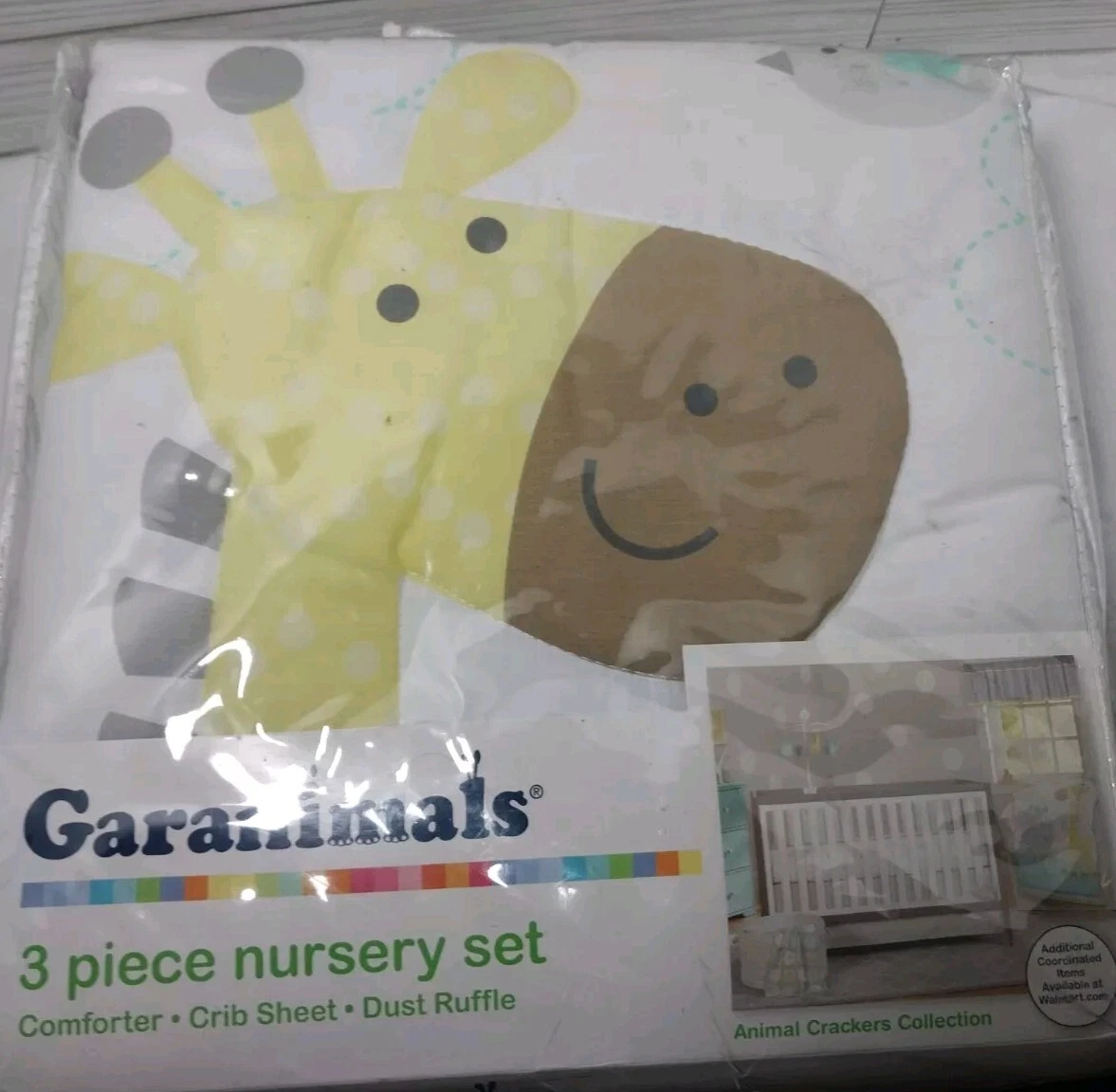 Garanimals Animal Crackers 3 Pc Nursery Bedding Set giraffe elephants new