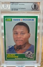 1989 Score Barry Sanders #257 Rookie Auto True RC On Card Signature BGS Auth HOF