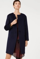 $398 Club Monaco Gabita Collarless Two-button Wool Coat Navy Blue Size S