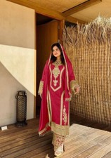 Pakistani Style Heavy Chinnon Silk Palazzo Suit With Dupatta For Women  Girls
