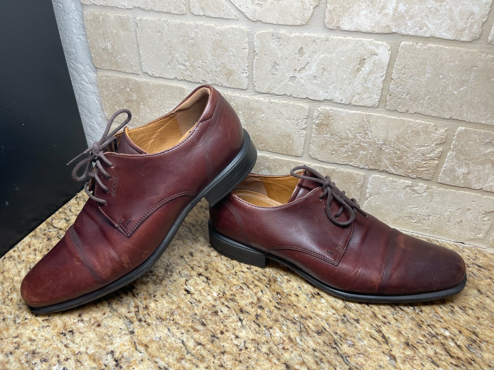 SAOLA Scarpe eleganti derby ECCO Cap Toe marrone castagno taglia 8 5 (41 EU) uomo pelle