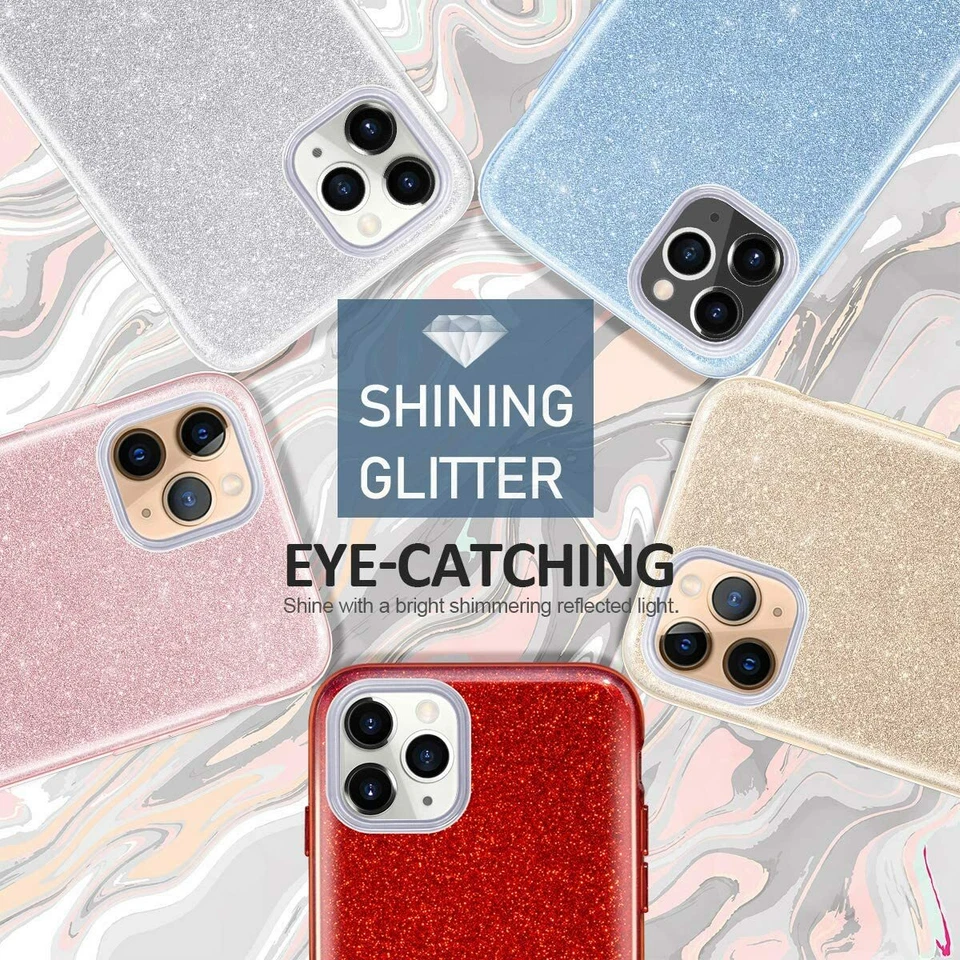CUSTODIA GLITTER STRASS COVER per APPLE IPHONE 7 8 11 X 12 13 +PELLICOLA VETRO - Immagine 2 di 4