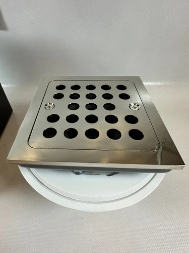 Signature Hardware  SH608PN Menlo Square Shower Drain Polished Nickle  NEW - Picture 5 of 9