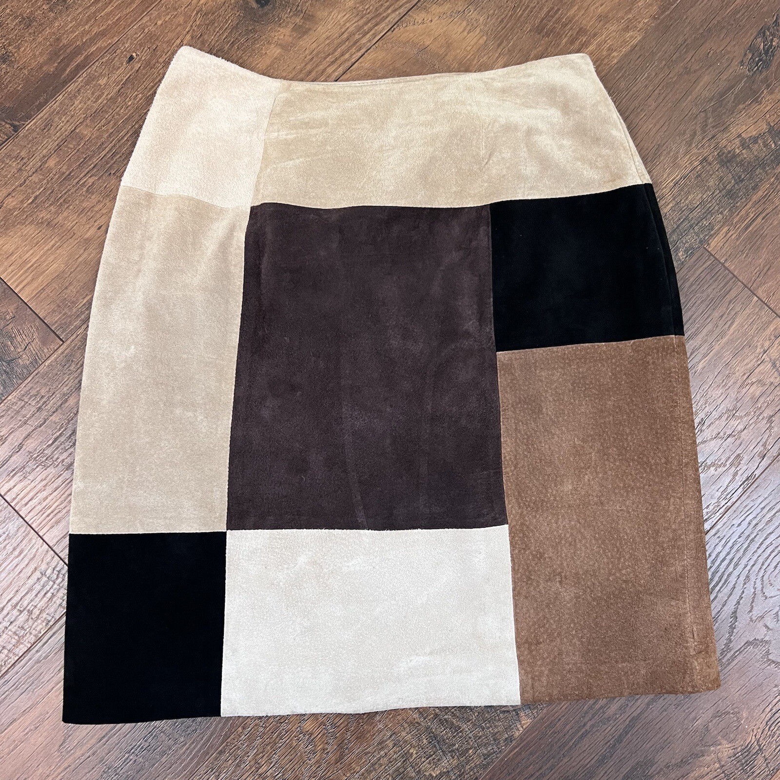 Vintage Alfani Petite Patchwork Leather Brown/Neu… - image 1