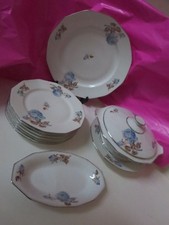 Speiseservice für 6, LIMOGES NR. 9) fein, ART DECO,  edle Farben + Griffe