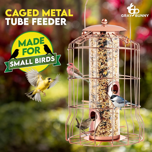 Squirrel Proof Bird Feeders for Outdoors Hanging (Rose) Metal Bird Feeder Squirr - Picture 2 of 12