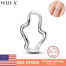 MULA New European 925 Sterling Silver Ring Love Curved Linear For Women Jewelry