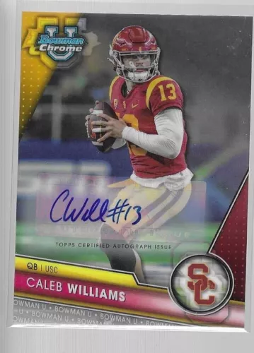 CALEB WILLIAMS 2023 BOWMAN UNIVERSITY CHROME AUTO CARD #1